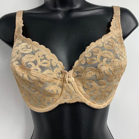 Wacoal Women's Crossbody Adjustable Strap Lace Scroll Floral Bra Size 34DD - Picture 4 of 13